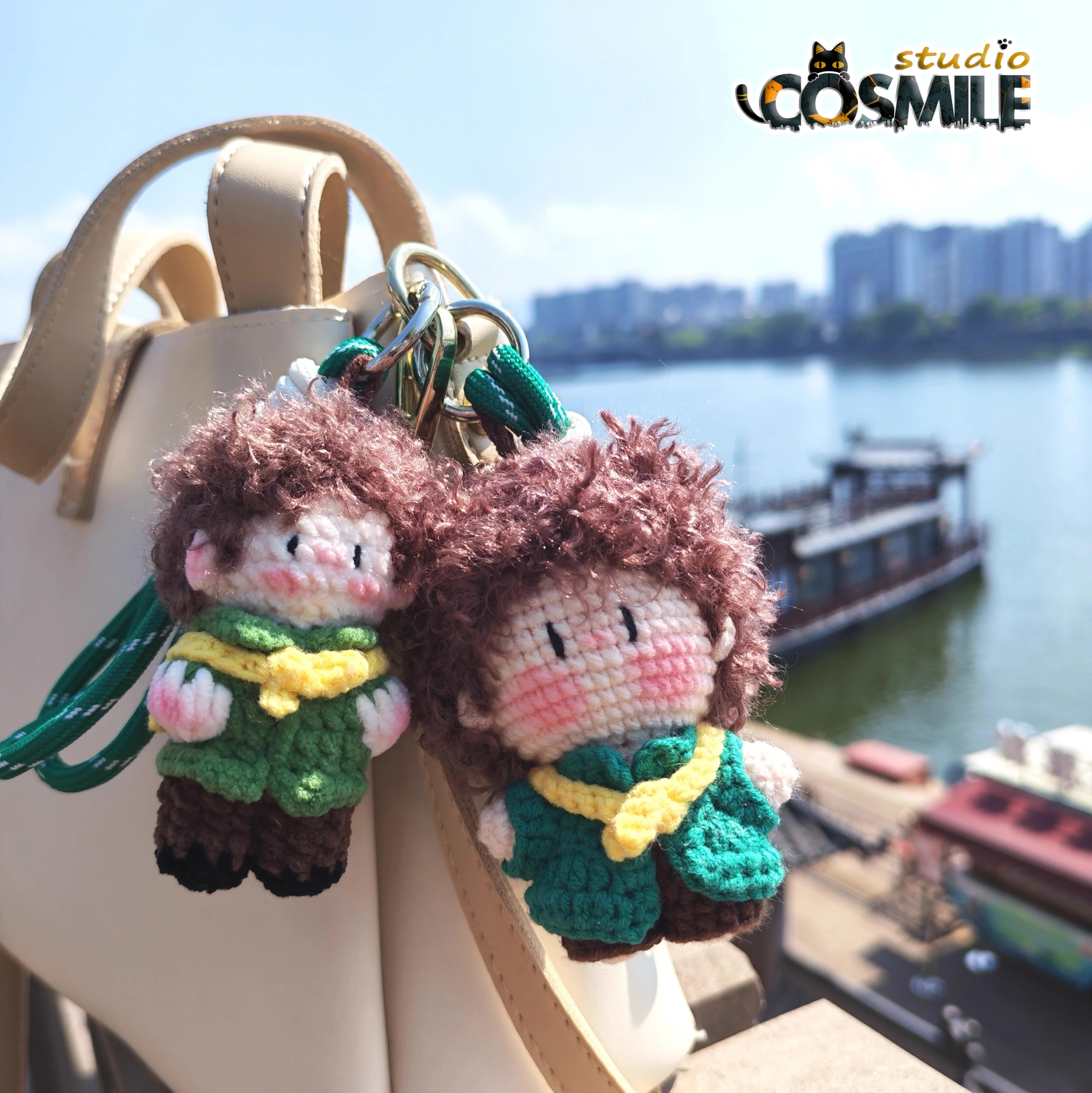 

Handwork Crochet Dolls Yibo Star Idol The Untamed Green Plaid Shirt Doll Toy Keychain Bag Accessories Birthday Gift