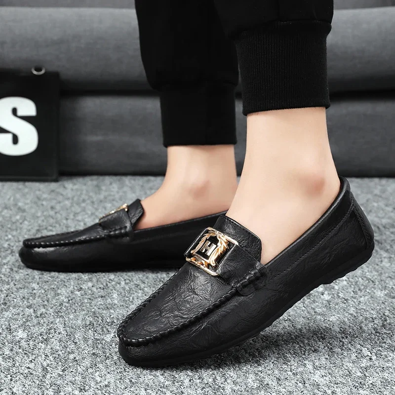 Men\'s Leather Casual Shoes Luxury Flats Social Moccasins Loafers For Men Comfortable Slip-Ons Fashion Driving Outdoor Shoes Male