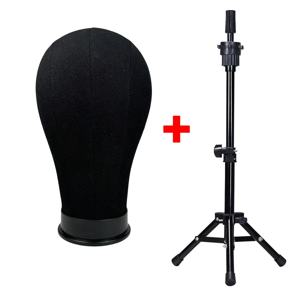 

Soft Canvas Wig Head With Tripod Stand 22' Training Mannequin Canvas Head for Hairstyle Display DlY Making Wig Stand With Head