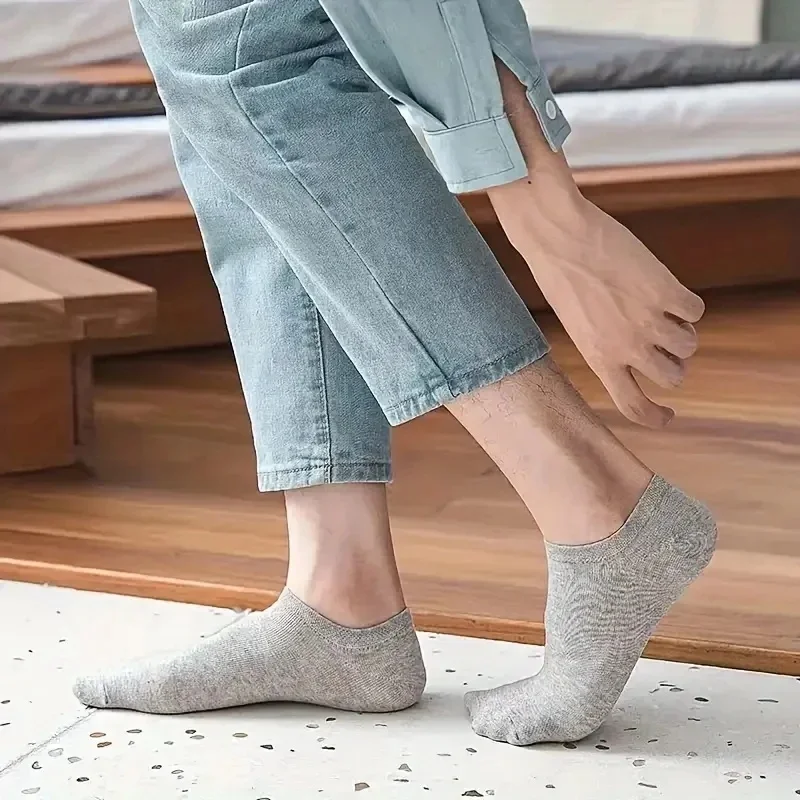 5/10 Pairs Men Women Socks Black White Grey Thin Sweat Breathable Soft Ankle Socks Spring Summer Casual Solid Color Short Socks