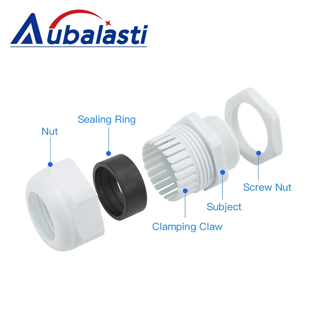 Aubalasti PG Series Nylon Plastic Cable Waterproof Joint PG19 for CNC Router