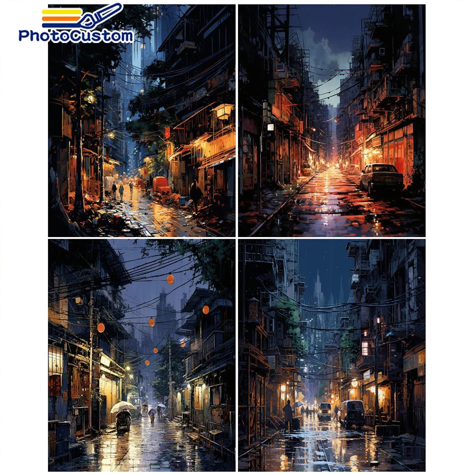 

PhotoCustom Oil Picture By Number Scenery On Canvas DIY Crafts Kits For Adults Frame Acrylic Paint Coloring Painting By Number W