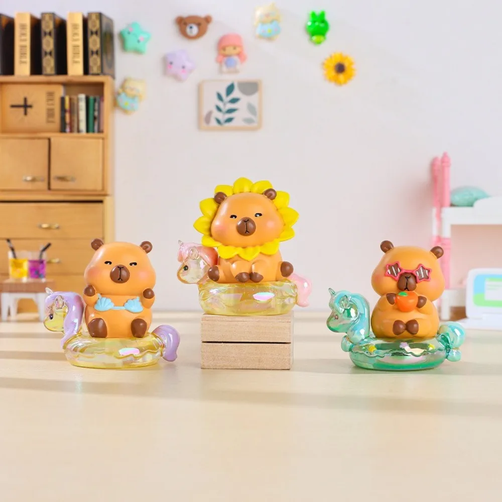 Capybara Sports Car Series Blind Box Mini Cute Animals Action Figures Doll Capibara & Pony Desk Decor Cartoon Figure Toys