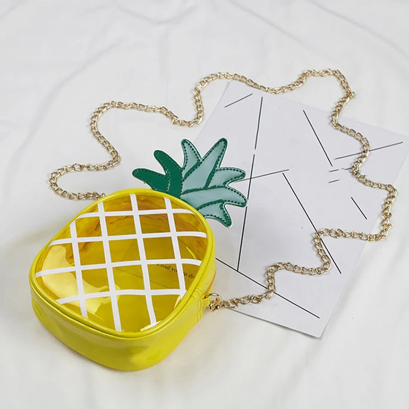 ins summer small bag female new personality PVC transparent Jelly pineapple bag student bag one shoulder cross-body female bag