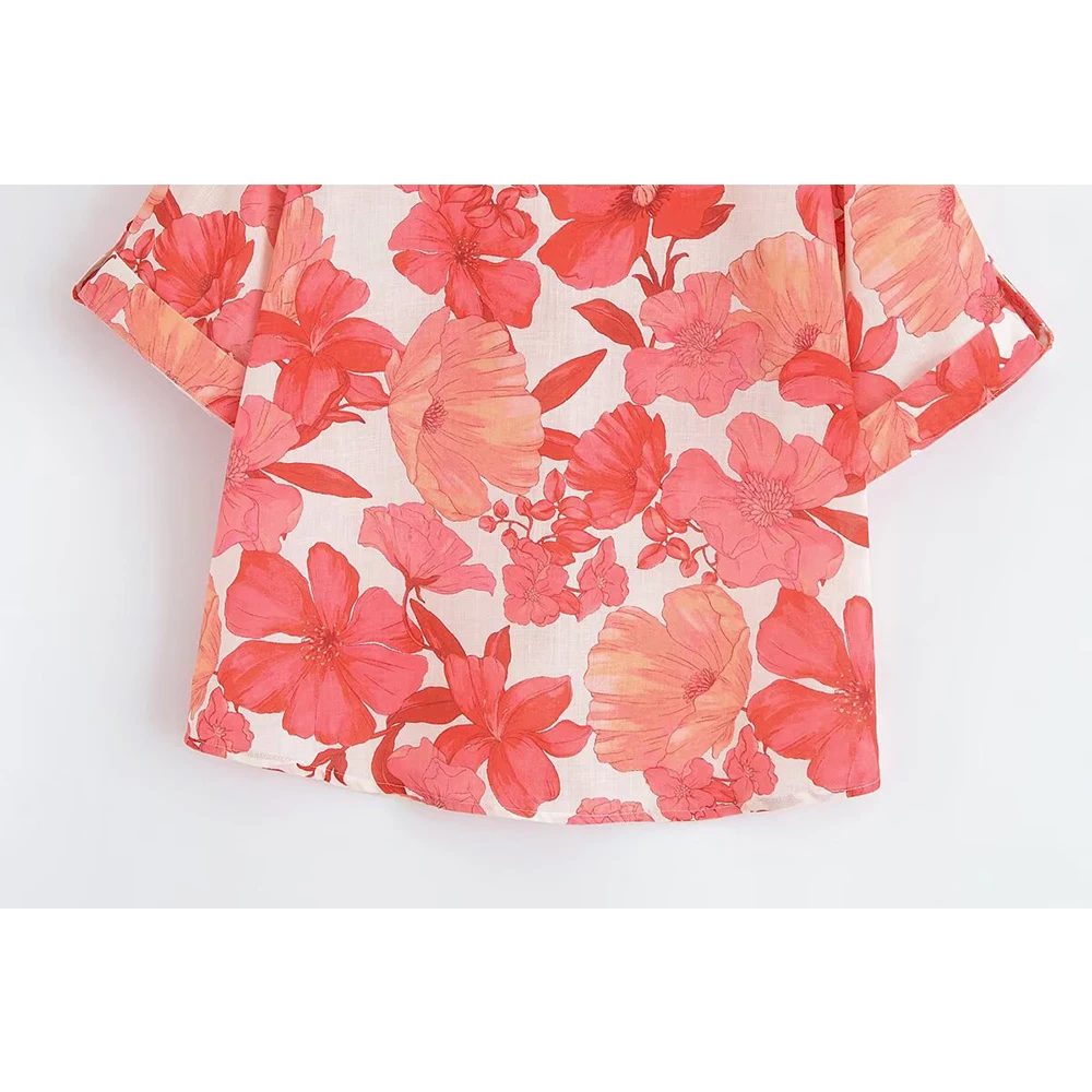 KONDALA شيك 2025 الصيف طباعة المرأة البدلة واحدة الصدر جيب قميص + ألف خط انتفض تنورة صغيرة موضة الإناث مجموعات غير رسمية