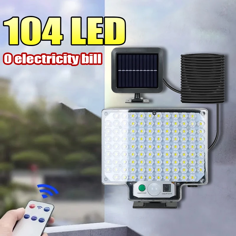 

Outdoor Solar Light Motion Sensor Waterproof Remote Control Solar Lamp 3 Modes Corridor Courtyard LED Rechargeable Solarlight