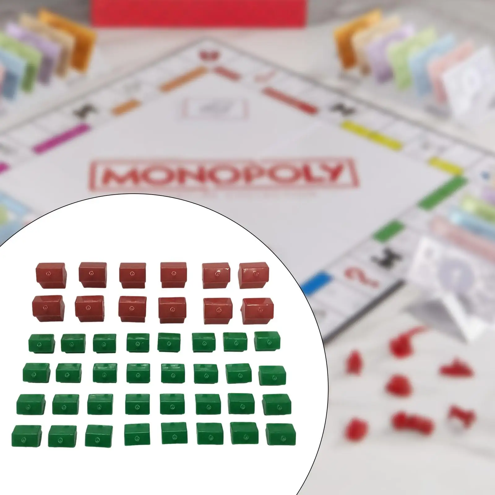 Hotel Game, Replacement Pieces 12 Red Houses and 32 Green Houses, , Accessories