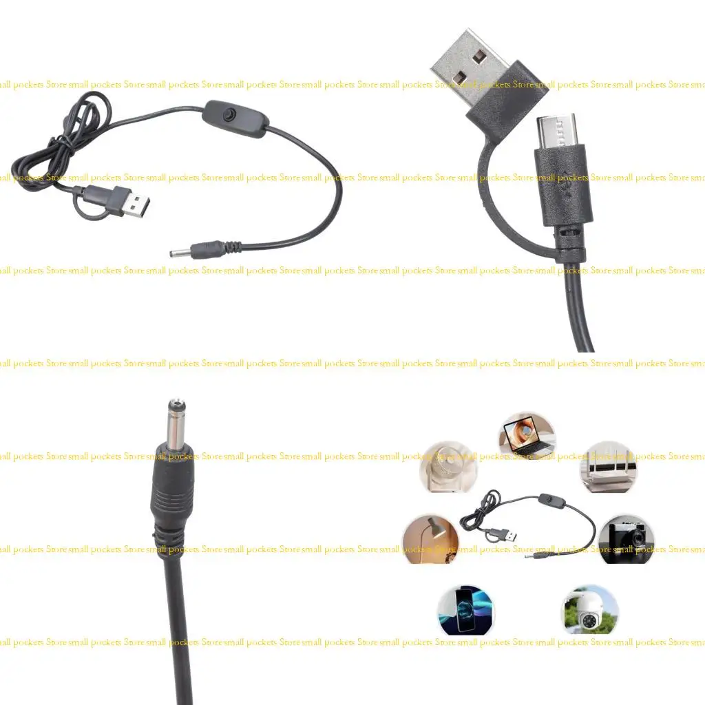 

R1WD USB Тип C до DC3.5x1.35mm Line Line 5V Зарядные устройства для настольных ламп маршрутизаторы 120см