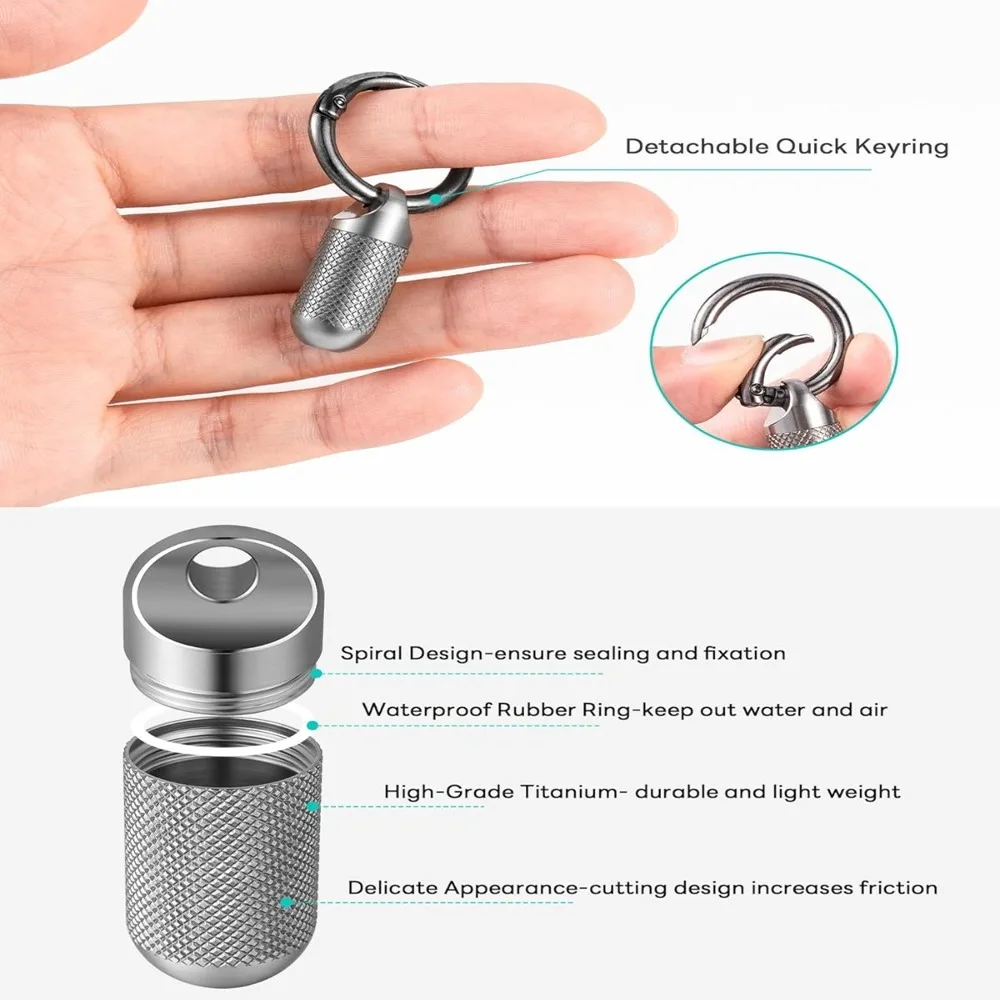 Mini Keychain Metal Medicine Box Can Hold First Aid Pills Portable Storage Sealed Waterproof Travel Medicine Bottle