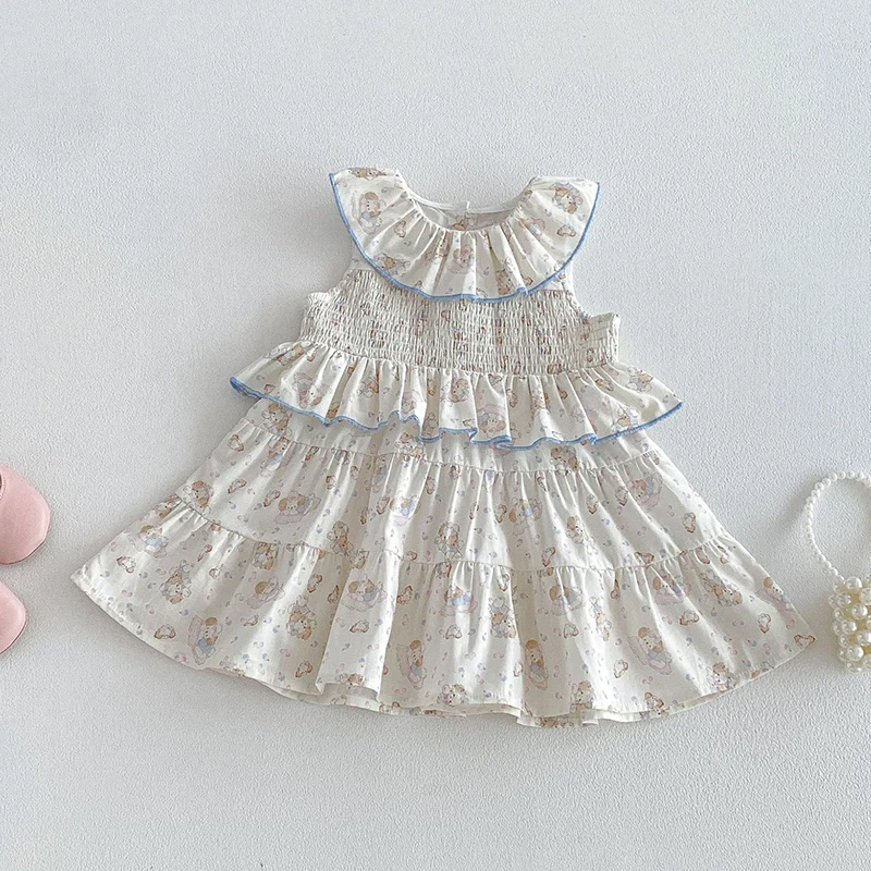 

2026 New Summer Children Clothes1-6Yrs Baby Girl Party Dress Sleeveless cotton print Kids Princess Dresses Baby Girl Clothing