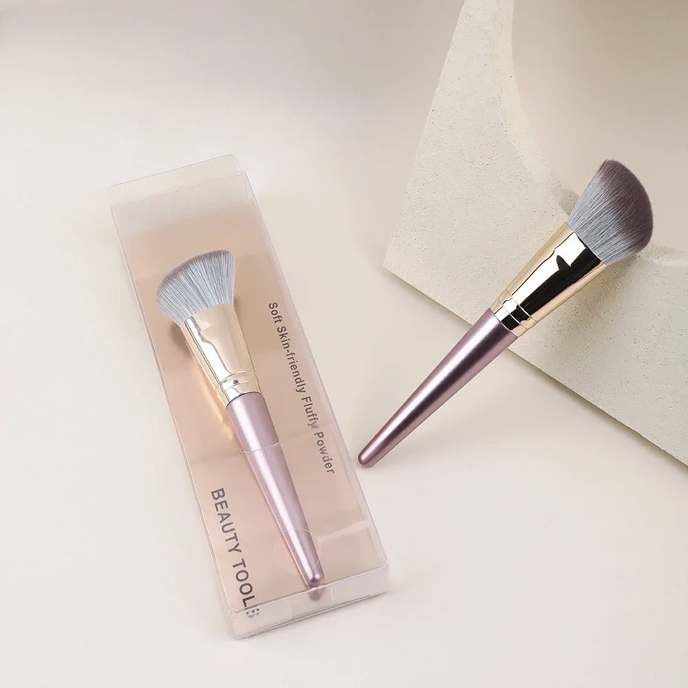 Professional Contour Brush Violet Wood Handle Single Face Makeup Brush Synthetic Fiber for Blending Sculpting Boxed Beauty Tools