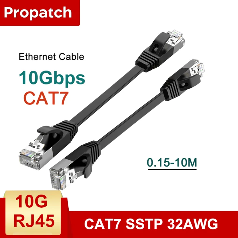 

Propatch CAT7 Flat RJ45 Short 10Gbps SSTP 32AWG RJ45 LAN Cable Cord Ethernet Cable Lan for Ps5 Router Xbox Computer