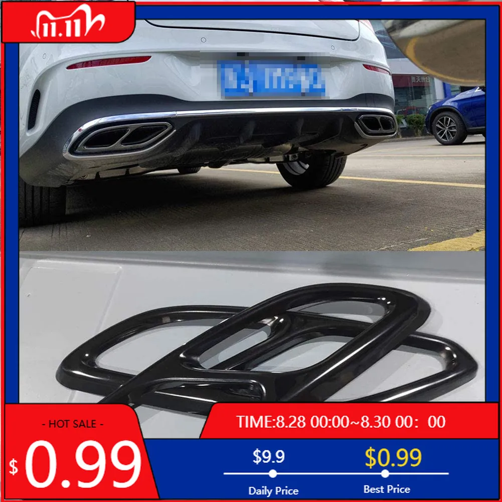 

Interior Stickers Car Exhaust Muffler Covers Stainless Steel Exhaust Tail Pipe Throat Cover Trims 2pcs for Mercedes-Benz CLA C11