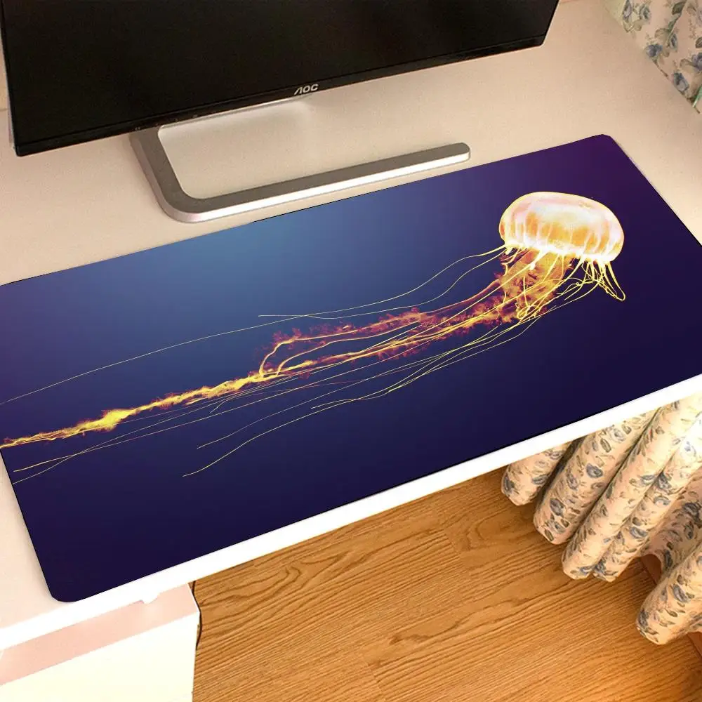 

Alien Colorful Jellyfish Japan Anime Desk Mat Pad Non Slip Home Mouse For Office Carpet Pad Mouse Kawaii pad100*50cm