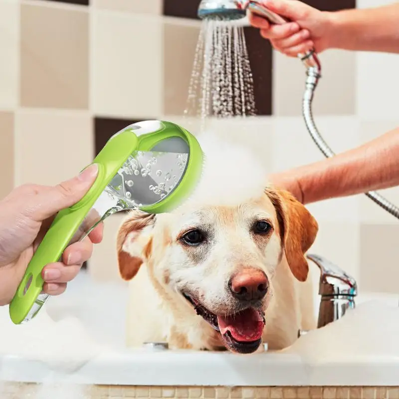 Dog Shampoo Brush Leak-Proof Dogs And Cats Washing Brush With Soap Dispenser Dogs/Cats Grooming Shower Brush Bath Scrubber For