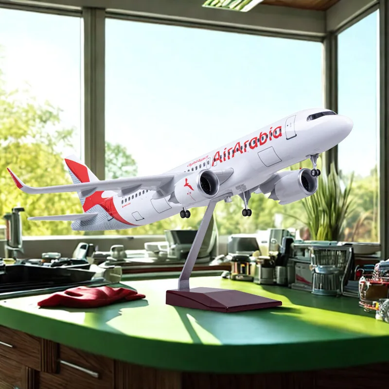 

1/80 Scale Model Planes A320 NEO Arabia Air Airlines Light With Wheel Landing Gear Resin Die-cast Airplane for Collection