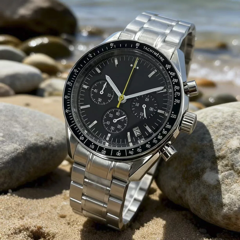 

Часы с хронографом для бега в стиле ретро 2026, VK63, кварцевый механизм, ремешок из нержавеющей стали, мужские модные часы