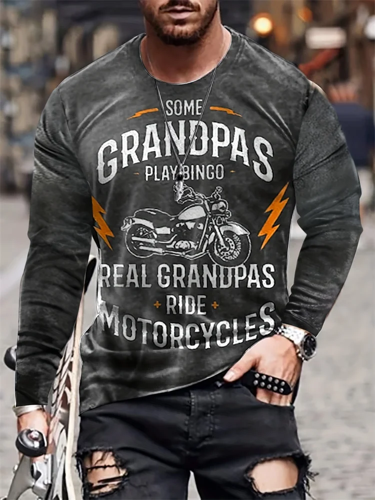 Route 66 Men\'s Long Sleeve T-shirt Fall Street Fashion Men\'s Long Sleeve T-shirt Everyday Casual Men\'s Long Sleeve Top 3D Print