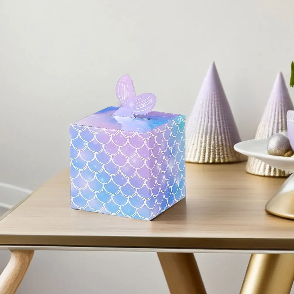 

10 Pcs Mermaid Gift Box Party Paper Favor Boxes Wedding Decoration Dessert Favors Packing 3D Design Treat Containers
