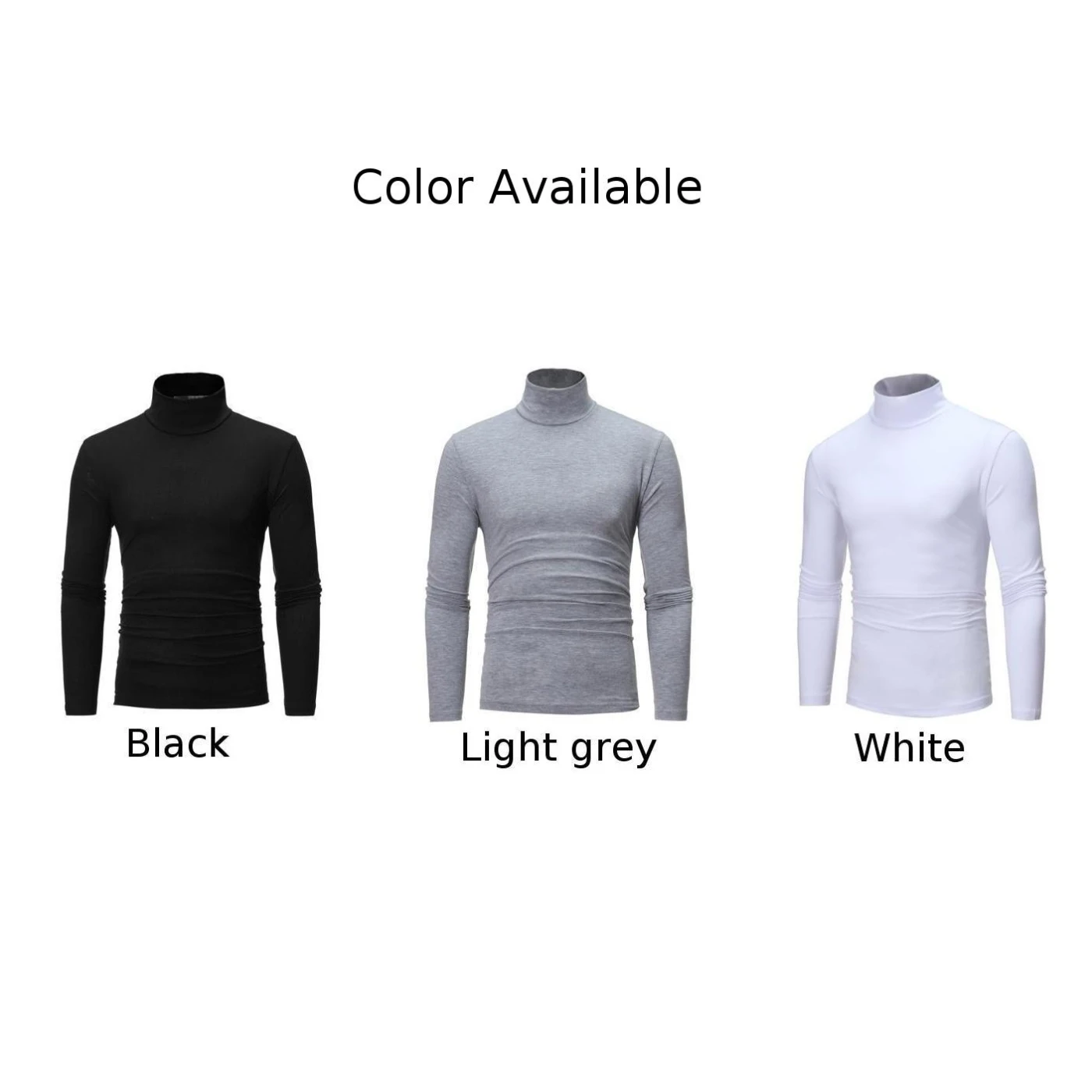 Casual Men\'s Basic T-shirts Slim Solid Color Turtleneck Long Sleeve Tees Tops Pullover Stretch Breathable T Shirt Undershirts