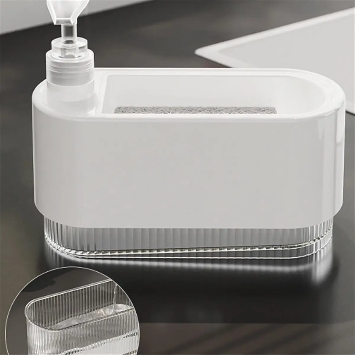 

2026 Новый настольный дозатор мыла 2-в-1 для кухонной раковины, набор дозаторов мыла для рук и посуды с органайзером-держателем для губки