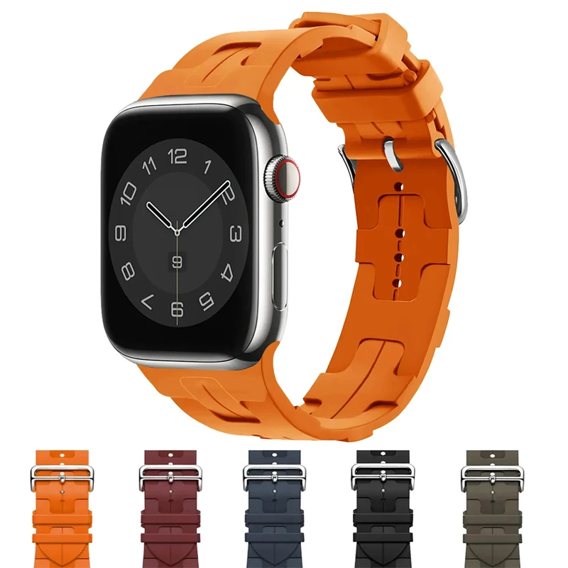 Strap For Apple Watch Band 45mm 44mm 40mm 42mm 49mm 41mm Silicone Kilim Single Tour bracelet iwatch series 9 se 3 5 6 7 8 ultra