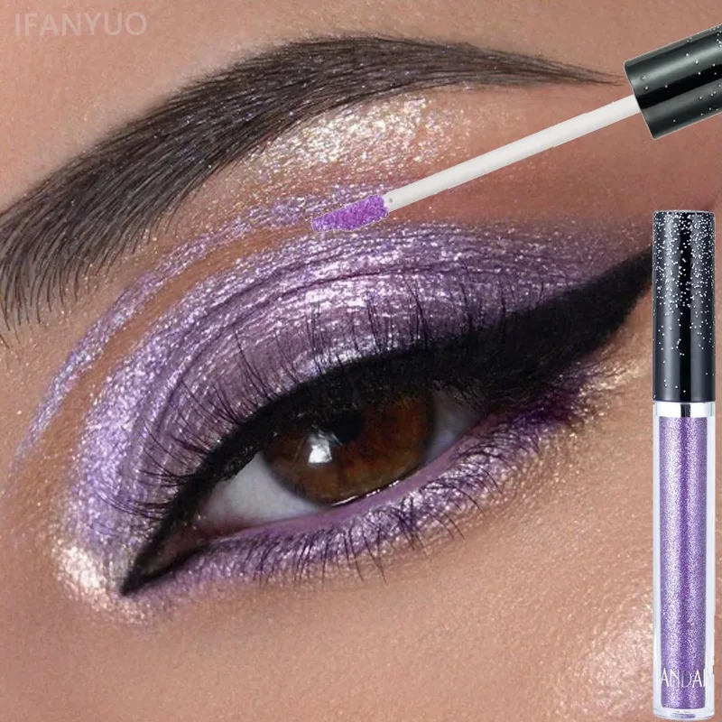 12-Farben-flüssiger Lidschatten, metallischer Diamant, glänzender Eyeliner-Stift, Glitter-Lidschatten-Palette, anhaltender Schimmer, erhellt Kosmetik