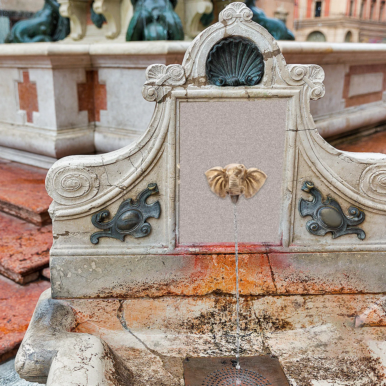 

Elephant Head Wall Mounted Fountain Spout Outdoor Decorative Water Fountain Sprayer Adjustable Flow Garden Pool Pond Feature