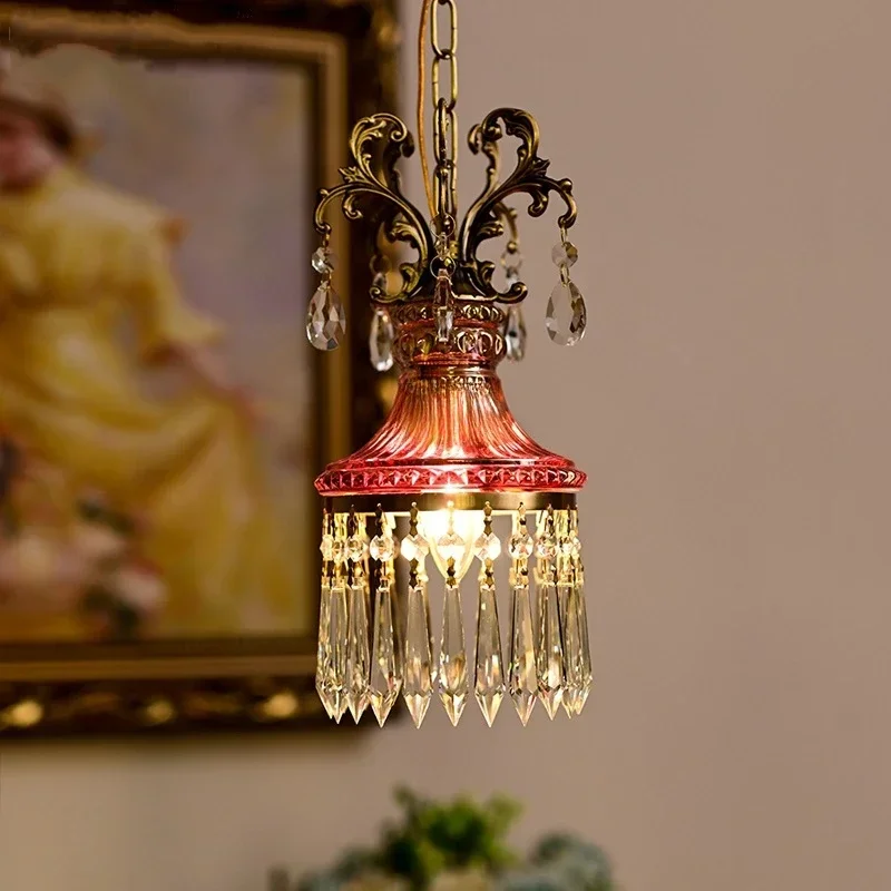 Nordic retro luz pingente high end lustre de teto cristal pendurado lâmpada cabeceira quarto sala estar corredor decoração casa