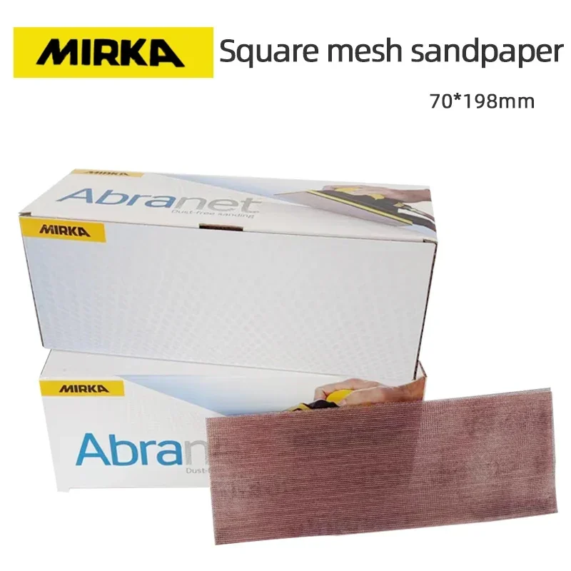 MIRKA Rectangular Mesh Sanding Discs 70x198mm, Vacuum Hook & Loop Square Abrasive Sheets, Matched with Hand Sanding Block