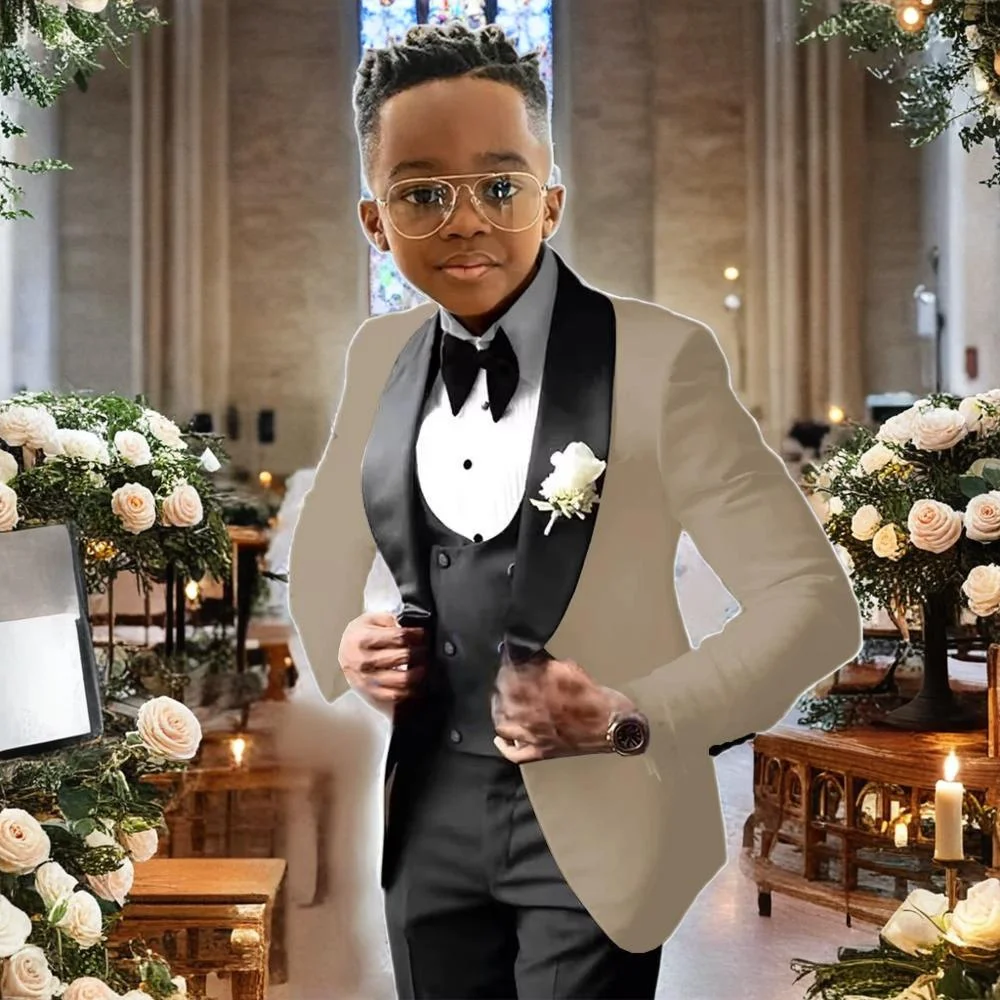 

Костюмы для мальчиков, куртка, брюки, жилет, комплект из 3 предметов, формальные свадебные смокинги, модная одежда для детей, пиджак с лацканами для детей 2–16 лет