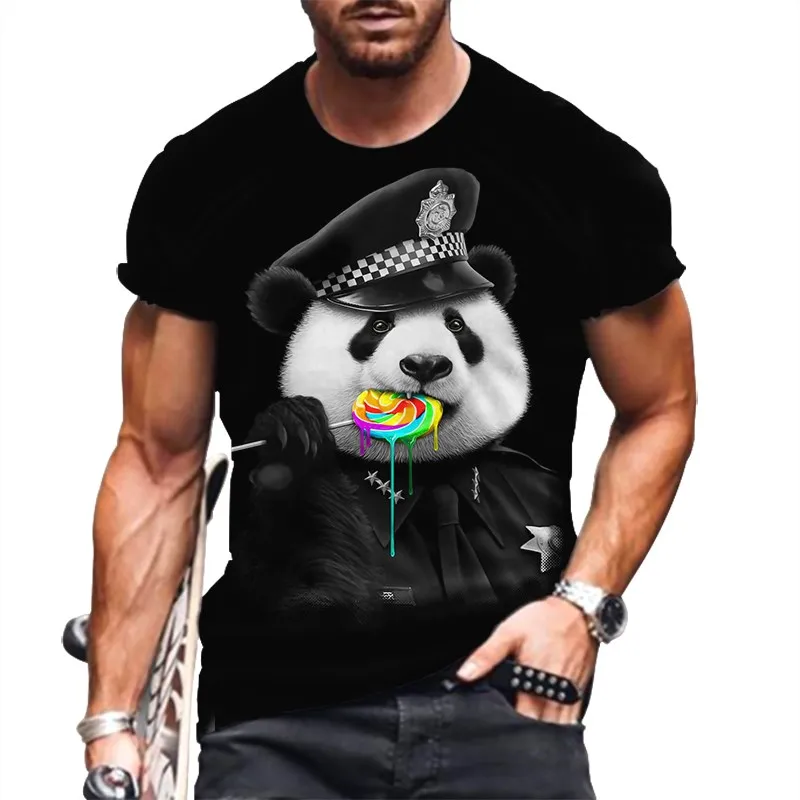 2022 New Combat Helicopter Wild Raccoon Dog 3d Printing Men's Short-sleeved T-shirt Summer Trend Thin Quick-drying Top