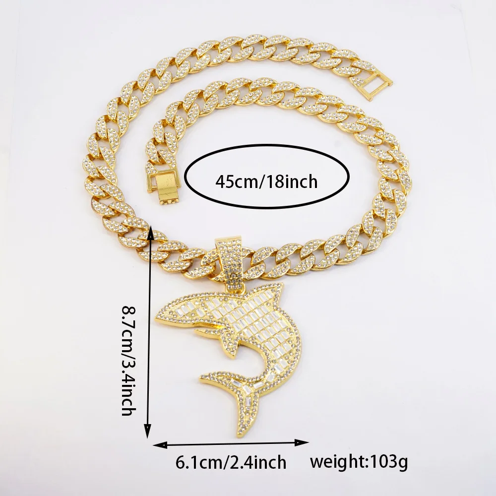 DIY accessories cross-border European and American alloy fashion personality trend diamond-encrusted shark pendant Internet cele