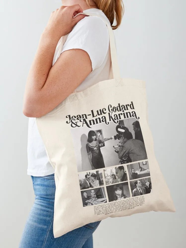 

Jean-Luc Godard & Anna Karina Tote Bag shopping trolley bag custom tote bag Big women tote men's