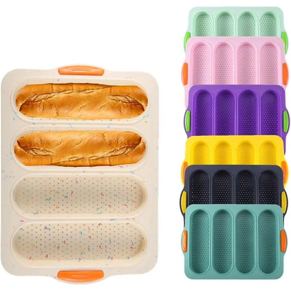 

New Silicone French Bread Mould Non Stick Sandwich French Baking 4 Tray Loaf Pan Tray Silicone Pans for Baking Sheet Pans