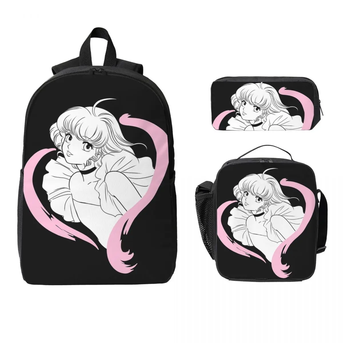 

CREAMY MAMI Backpack Student Boys Girls BookBag School Bag Computer Shoulder Bags 3ps Insulated Lunch Bag Pencil Case
