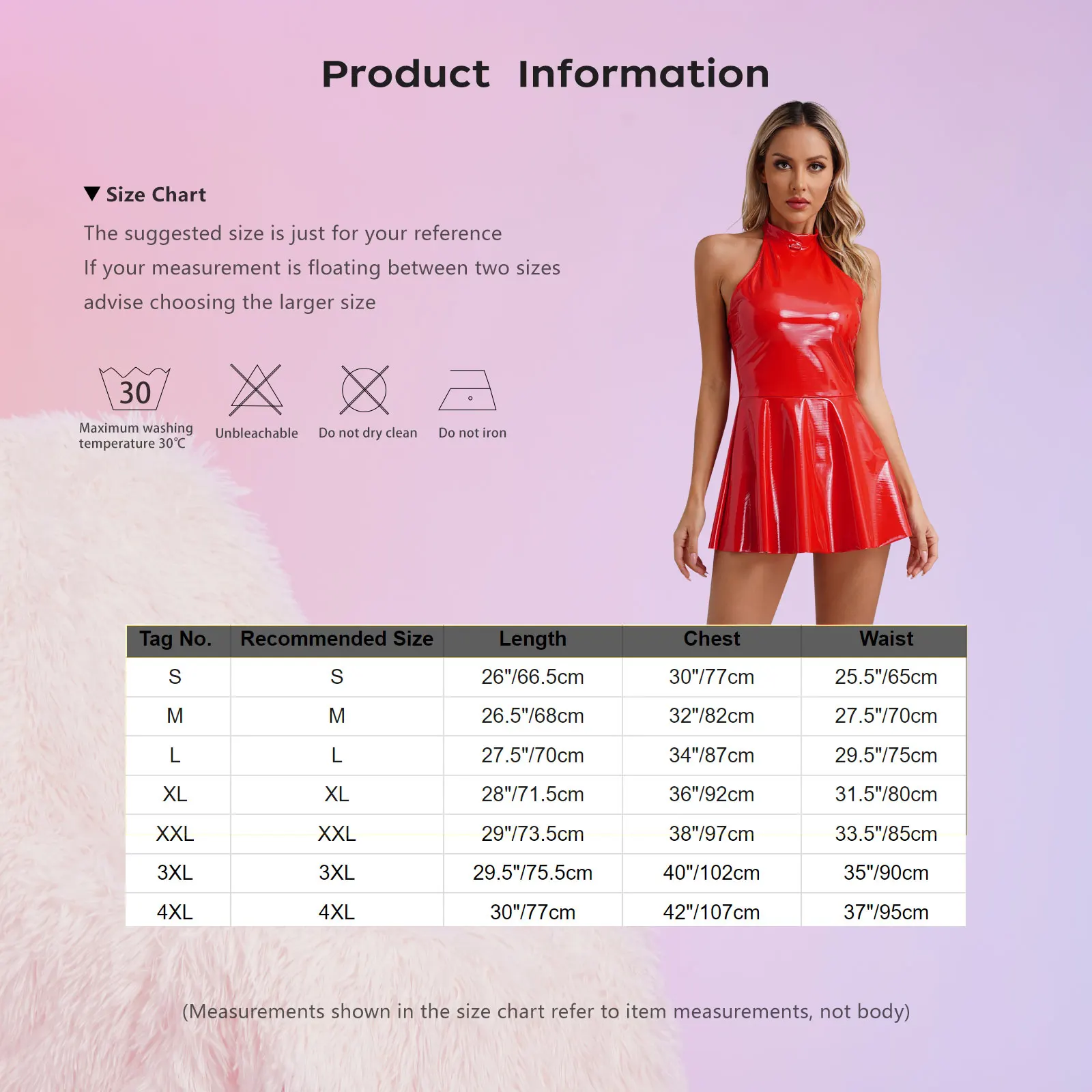 Womens Glossy Patent Leather Latex Dress Clubwear Halter Sleeveless Skater Mini Dress Swing Skirt Rave Party Pole Dance Costume