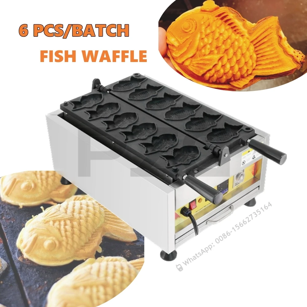 

Fish Shaped Cake Pan Waffle Pancake Bread Maker Taiyaki Waffle Machine 6 Pcs Taiyaki Making Machine Fish Waffle Maker Equipment