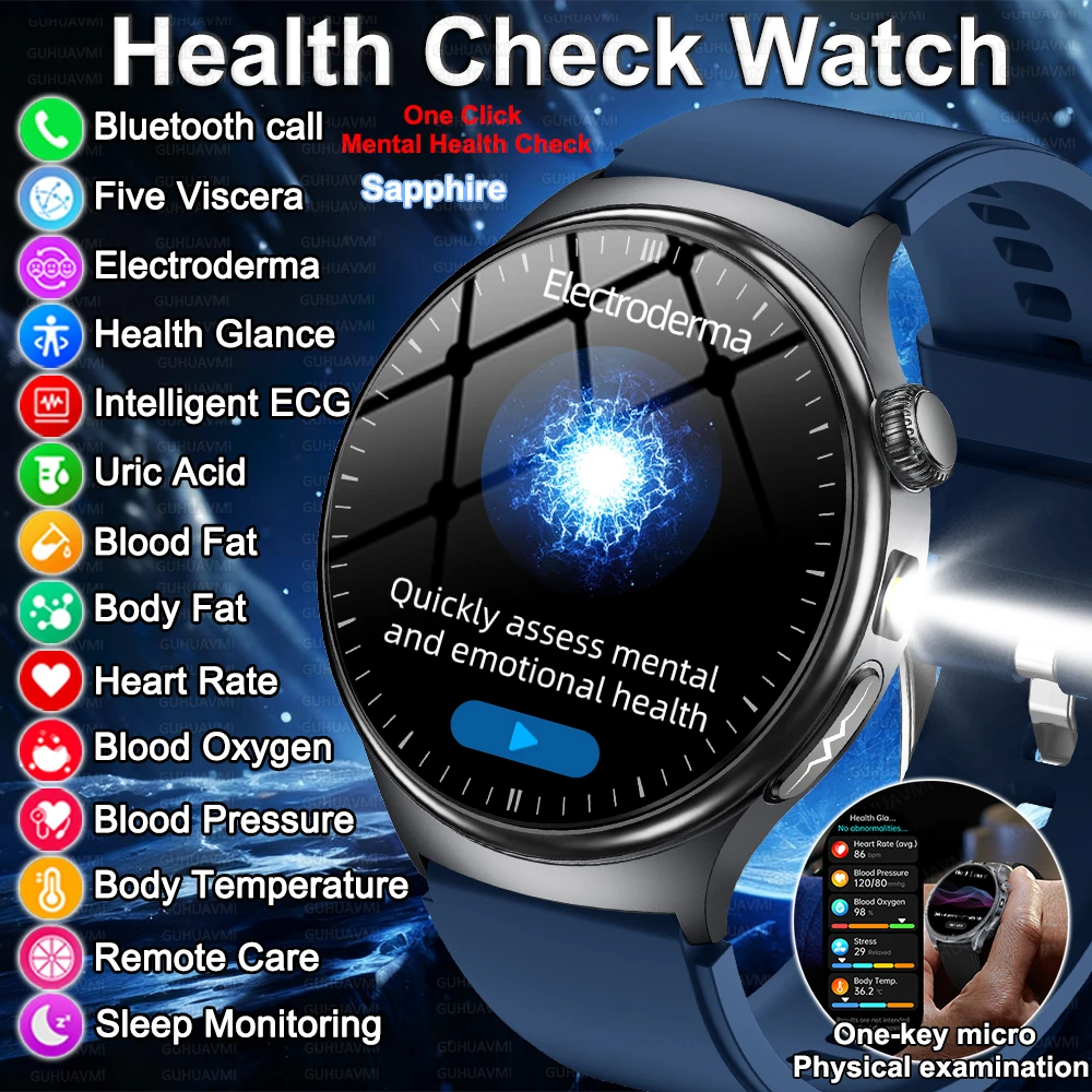 

New Heart Health Check SmartWatch Precise Measurement ECG Heart Rate Blood Pressure Uric Acid Health Smart Watches For man 2025