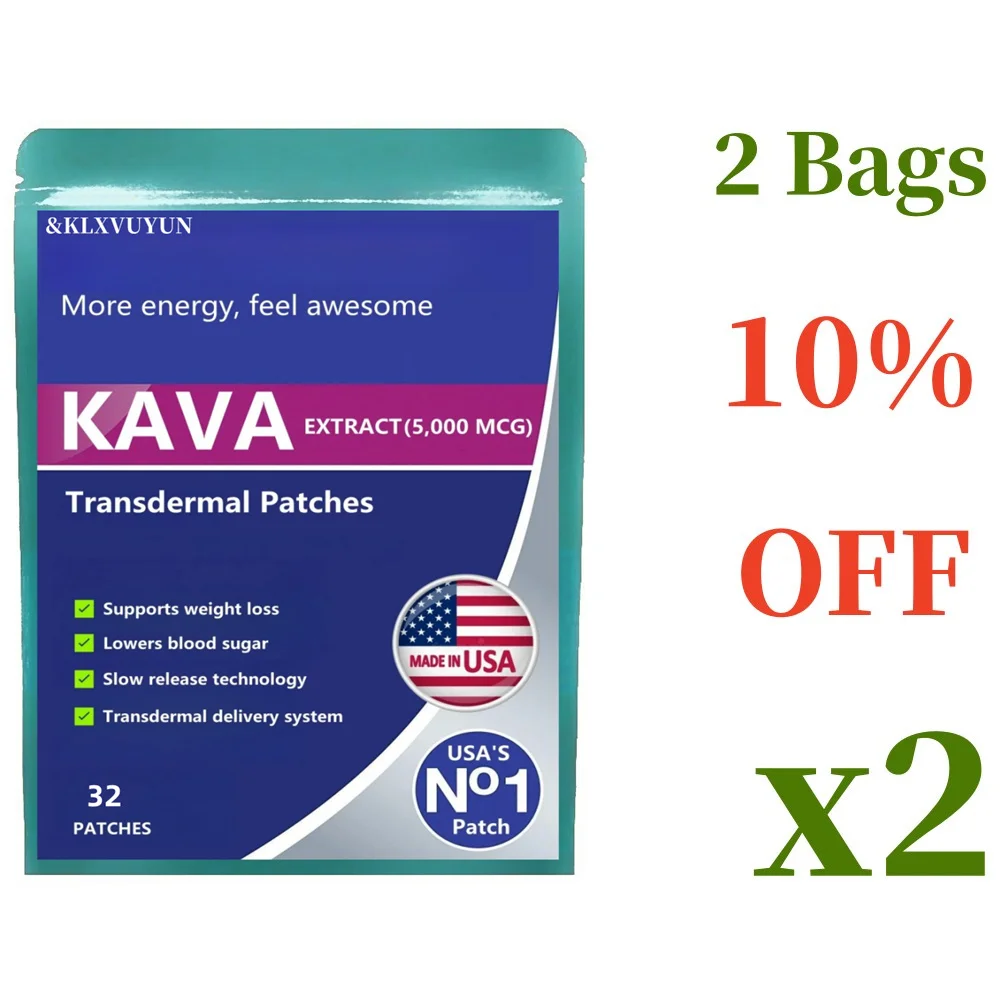 Pure Kava Extract - 5,000 mcg (High Strength) Healthy Aging Formula - Transdermal Patches. Patches Made in USA. 32 pcs