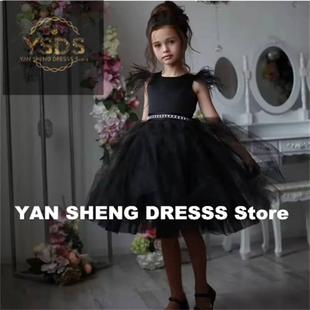 Flower Girl Dress O-Neck Sleeveless Girls Princess Wedding Party Dress Puffy Tulle First Communion Gown Dresses