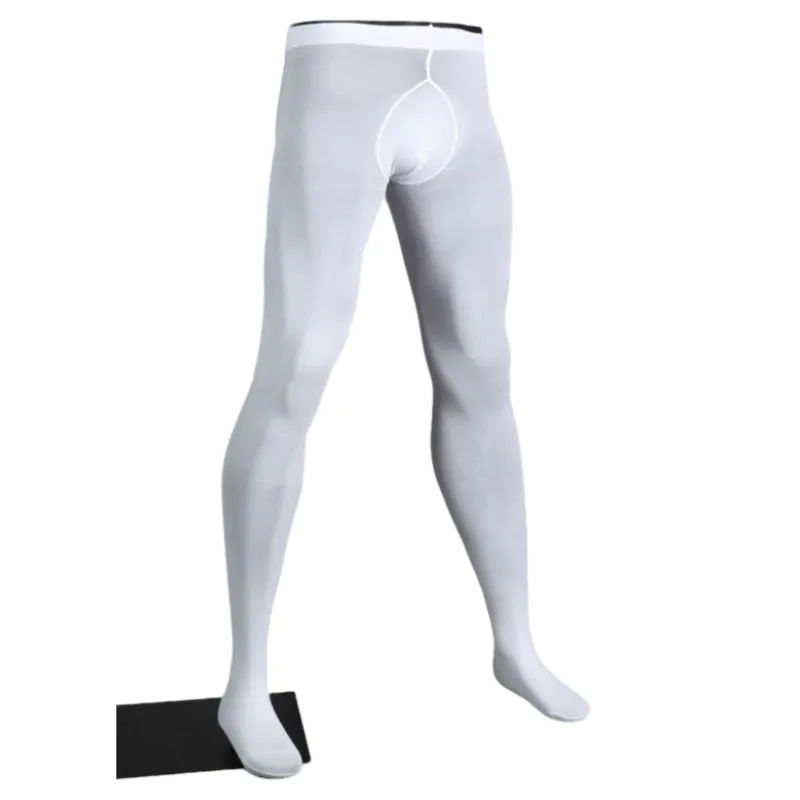 171-180cm Man See Through Seamless Leggings Men Tights Stockings Male Low Waist Elastic Sexy Pantyhose Long Johns