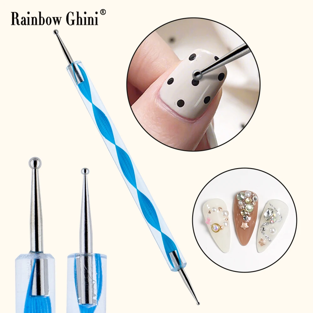 

5 pieces Professional Double-headed Pointillism Brush Plastic Floral Pattern Design Painting Nail Art Dotting Pen Manicure Tool