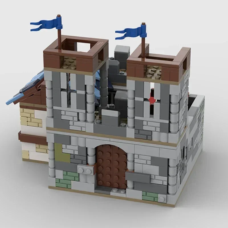 Mittelalterliche Modell Moc Bausteine Schloss Außenpost Gebäude Technologie Modulare Blöcke Geschenke Weihnachten Spielzeug DIY Sets Montage