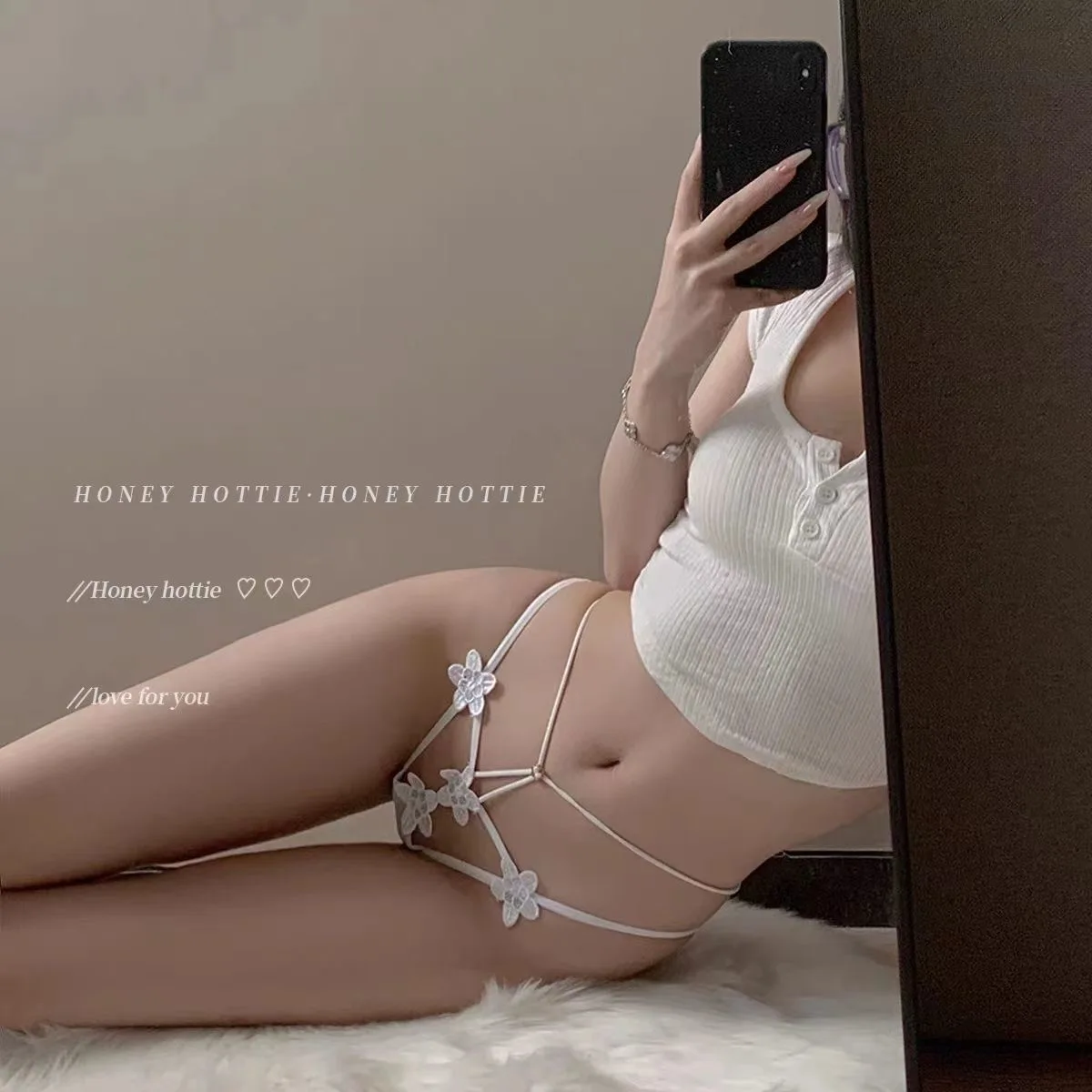 【1pcs】women's lingerie hollow flower women underwear panties micro naughty panties G-string thongs for women cute core Japanese