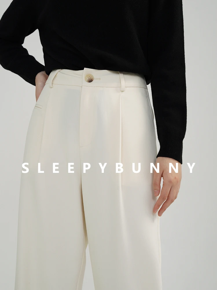 Elegant High Waist Wide Leg Pants Women Loose Straight Trousers Draped Design Autumn Casual Slimming Long Suit Pants Office Wear