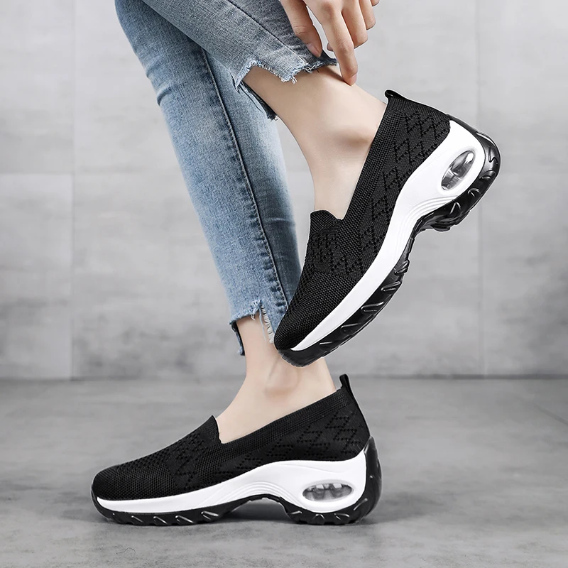 Women Platform Sneakers Woman Casual Shoes Cushion Sneakers Ladies Comfortable Shallow Mout Sock Sneakers Non-slip Walking Shoes