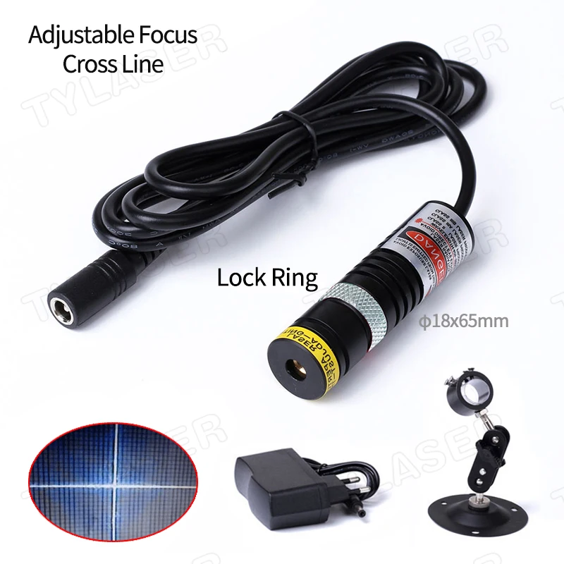 

D18x65mm Focusable with Lock Ring 780nm IR Cross Line Laser 30mW 50mW 100mW Diode Module Cuting Positioning(Free with Adapter)