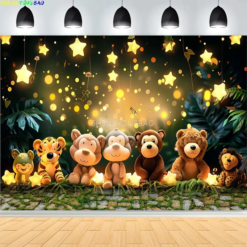 

Baby Shower Happy Birthday Party Photography Backdrops Newborn Kids Air Balloon Princess Tropical Jungle Photo Background BB-40