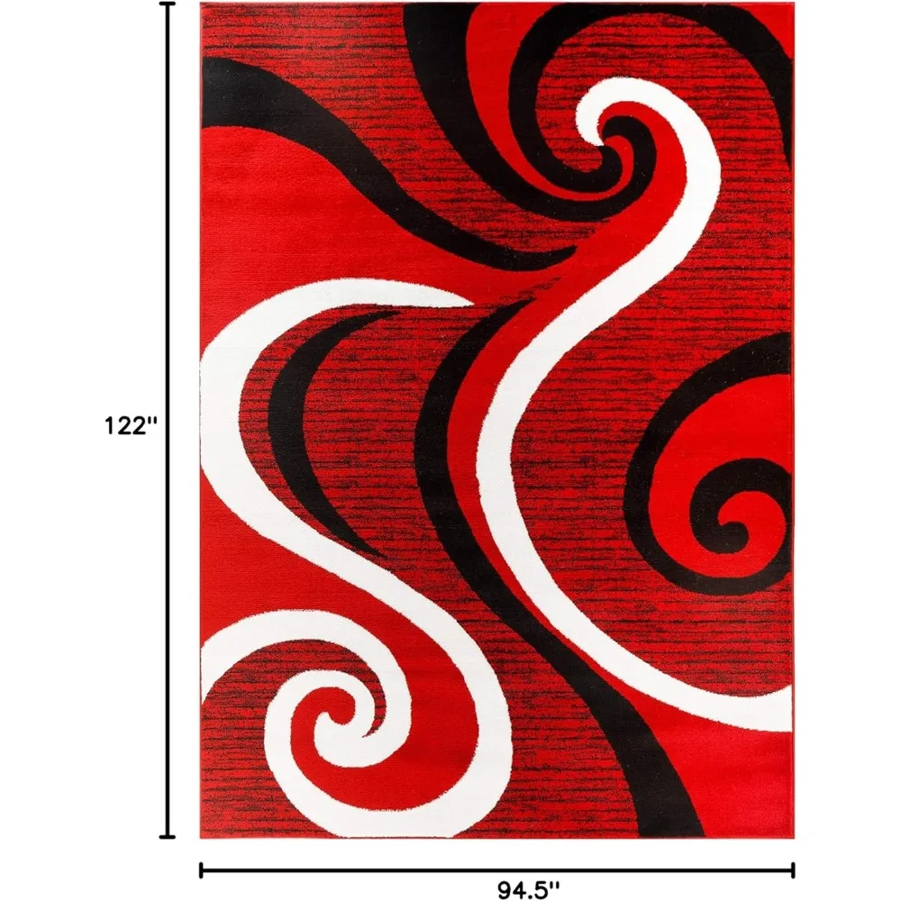 Modern area rug, 8x10 Whirlpool rug Bedroom Living Room Dining Room (8x10, red)